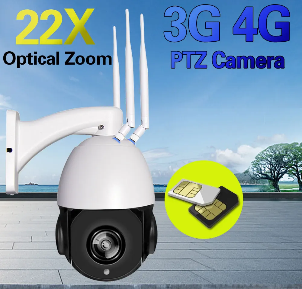 Câmera de Segurança ao ar Câmera ip Ptz 4g 3g Sim sd Cartão Dome Wifi Livre 22x Zoom Óptico Noite Cctv Vídeo Vigilância Ysa 1080 p hd 3 Câmeras de vigilância