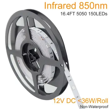 

DC12V 5Meter/16.4ft 36W SMD5050 150LEDs IR Infrared 940nm Tri-chip White PCB Flexible LED Strips 30LEDs 7.2W Per Meter,ST145