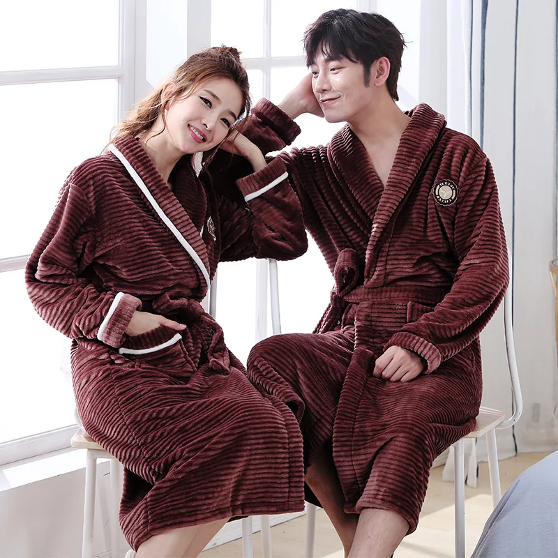 Winter Mens Robes Flannel Long Robe Knitted Coral Fleece Bathrobe Thick Sleepwear Nightwear Warm NightGowns Coffee's out ofstock Winter Mens Robes Flannel Long Robe Knitted Coral Fleece Bathrobe Thick Sleepwear Nightwear Warm NightGowns Coffee's out ofstock