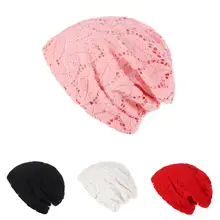 MISSKY Для женщин цветок полым из хлопка Шапка тонкой ветрозащитной Вязание теплые Кепки