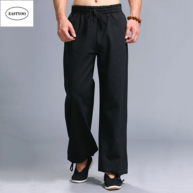 Mens Stripe Cotton Linen Straight Pants,Donci Loose Comfort 3/4 Drawstring Casual Trousers Fashion Summer Cropped Pant 