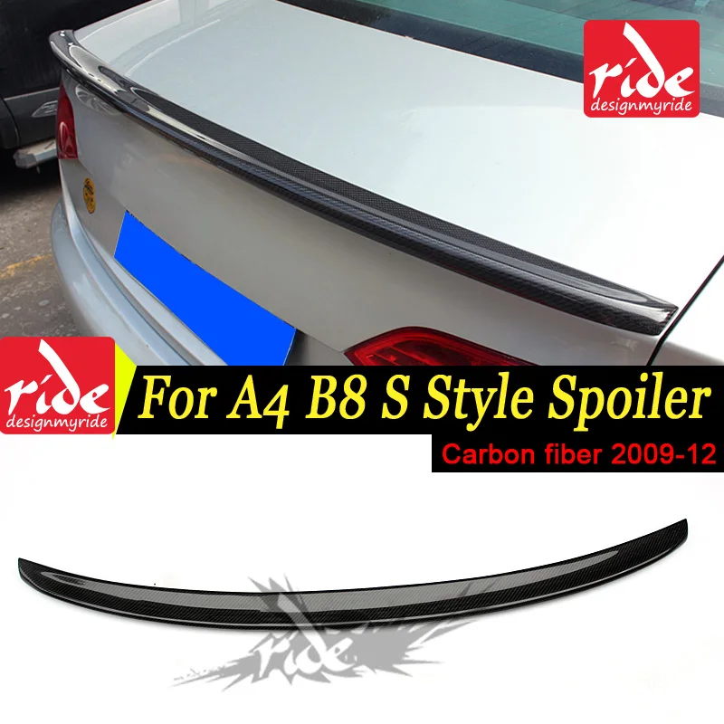 

For Audi A4 A4A A4Q Spoiler B8 S4 Style Carbon Fiber rear spoiler Rear trunk Lid Boot Lip wing car styling Decoration 2009-2012
