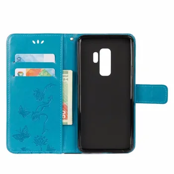 

100pcs/lot free shipping Butterfly printing Wallet PU Leather+TPU Case for Samsung S9/S9PLUS/A8 2018
