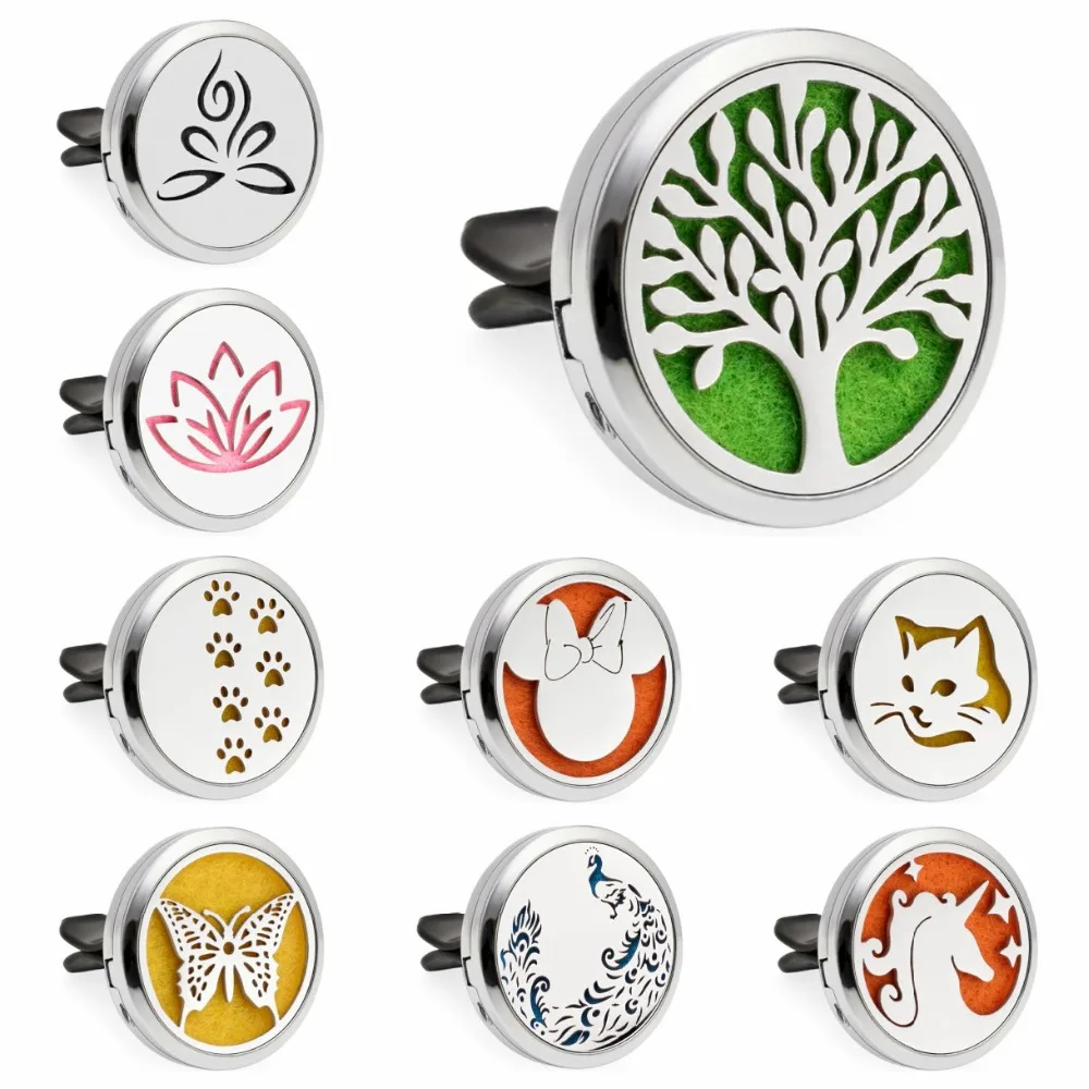 

Tree of life Car vent clip Diffuser locket parfum Essential Oil Perfume locket mouse 30mm Magnetic medallion with 10Pads random