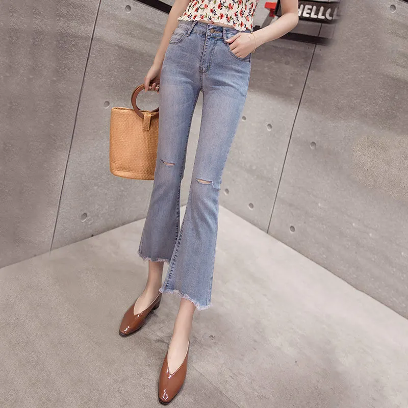Hot Sale Jeans Woman Flare Pants Vintage High Waist Jeans