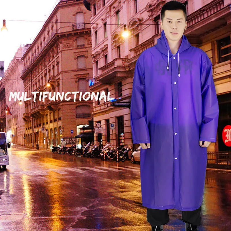 Длинный Универсальный дождевик для женщин и мужчин EVA дорожный дождевик непромокаемая одежда не одноразовый водонепроницаемый плащ с капюшоном для кемпинга