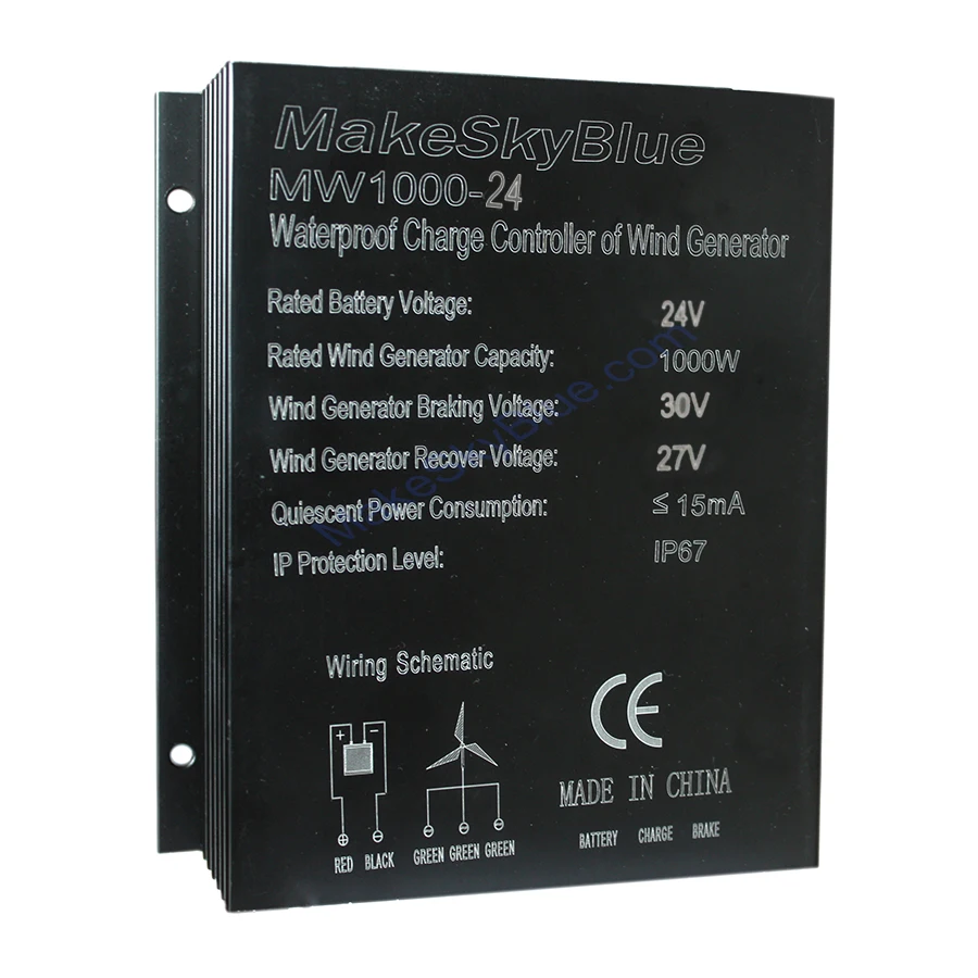 

MakeSkyBlue 2PCS Wind Charge Controller for 1000W AC Wind Turbine Generator 24V Batteries