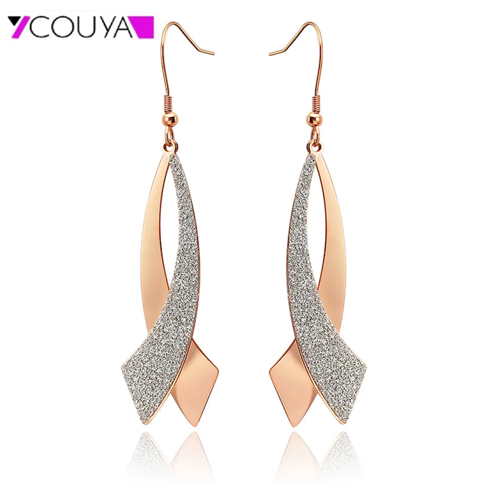 

Women's Fish Hook Earrings Rose Gold Glated Stainless Steel Polishing Shiny Earrings Long Pendant Charm for Women Girls Jewelry