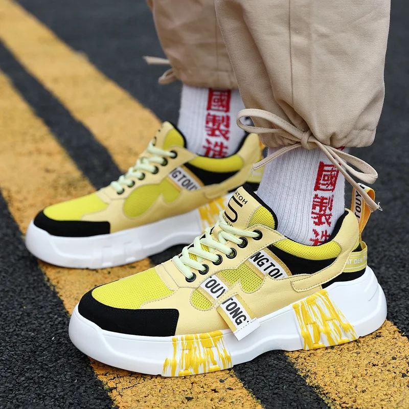 

2019 New Sports Sneakers Men's Korean Ins Running Shoes Thick Bottom Athletic Little White Shoes Zapatillas Hombre Deportiva