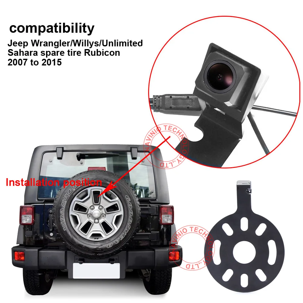 HD night vision Car Brake parking backup rear view Camera forJeep Wrangler willys unlimited sahara spare tire Rubicon 2007