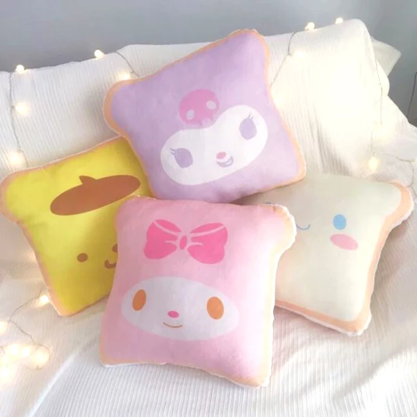 

Candice guo! Super cute plush toy kuromi melody Cinnamoroll pom pom purin toast cushion soft pillow birthday Christmas gift 1pc