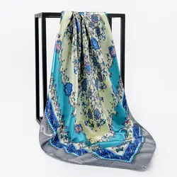 Сатиновый шарф бандана модные женские туфли принтованный хиджаб шарф платок из сатина с квадратным носком хиджаб квадратные шарфы