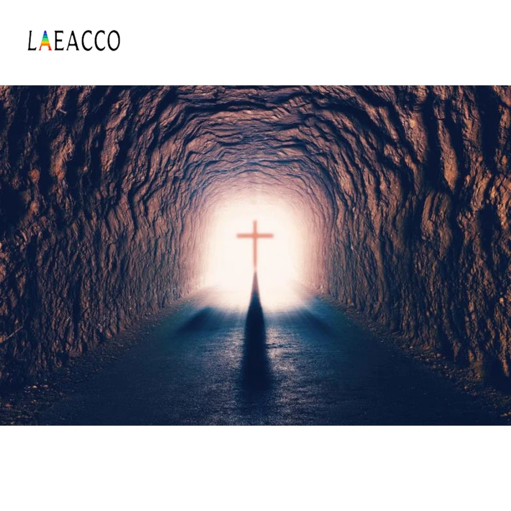 

Laeacco Cross Cave Ray Photography Background Customized Christian Believer Photocall Photographic Backdrops for Photo Studio