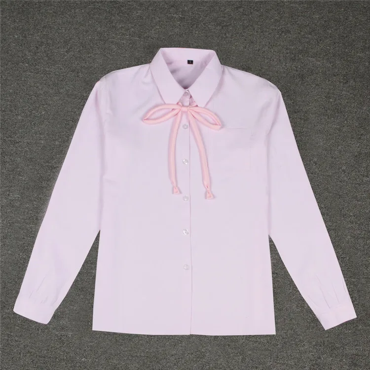 Для женщин Весна японский JK школьная Униформа Топ Mori для девочек элегантный дизайн одноцветное Цвет длинный рукав белая рубашка блузка Blusa - Цвет: pointed pink