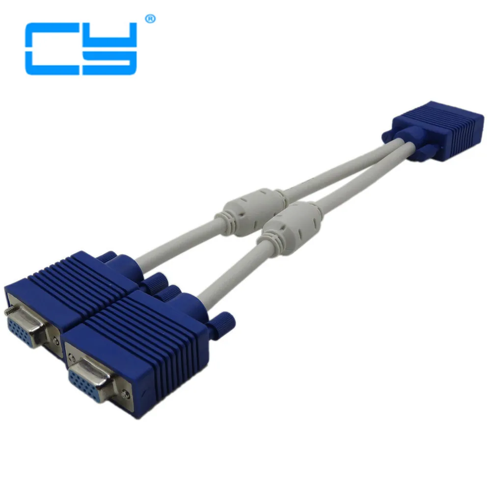 high quality 1 computer to dual 2 monitor vga splitter cable video Y