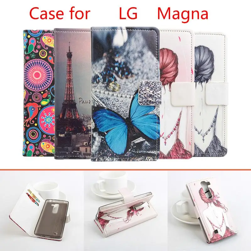

High Quality Pattern Flip Leather Case Cover For LG Magna with stand function and card slots