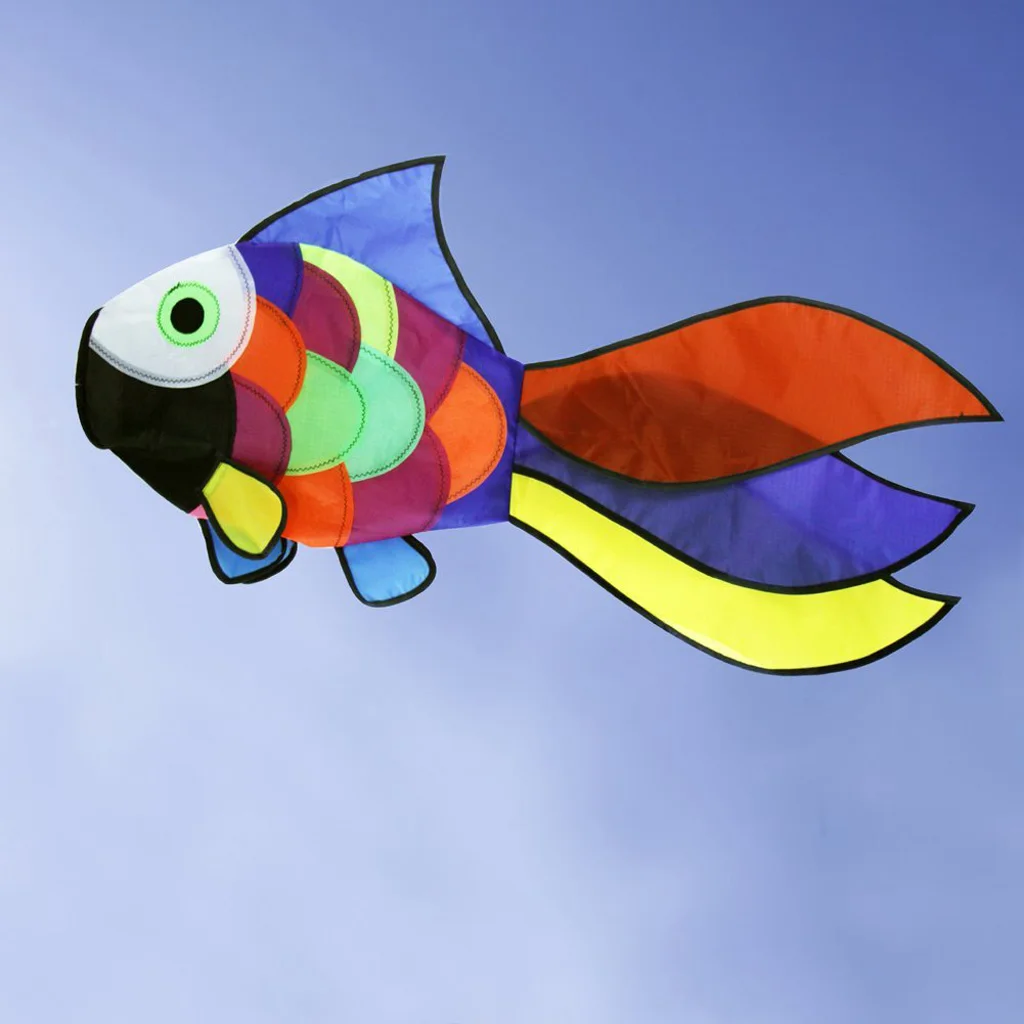 Nylon Fish Kite Windsock Rainbow Flight Outdoor Toys Kids Spring Park Garden Decor