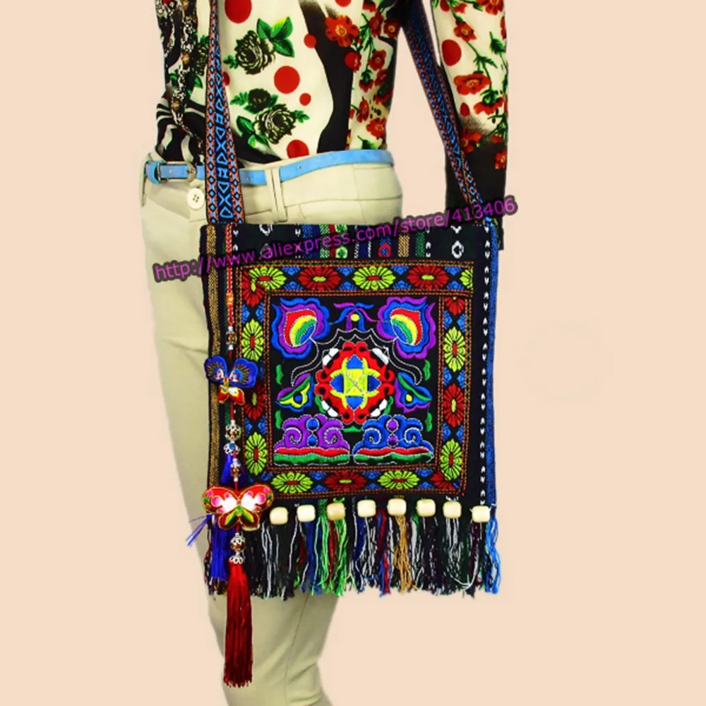 Ethnic Hmong Boho Indian Embroidered Small Shoulder Bag