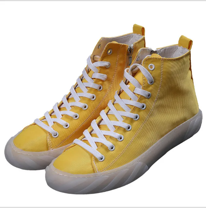 

Spring and summer new side zipper decoration high-top shoes solid color lacing trend students wild Skateboarding Shoes 1970s