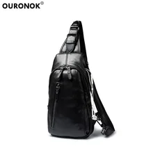 OURONOK Человек Досуг одно плечо мужчины грудь PU многофункциональная нагрудная сумка для путешествий Противоугонная езда крест тела наушники порт сумка