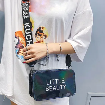 

2019 New Small Square Laser Bag Woman Shoulder Bag Fashion Messenger PVC Bag Student Handbag small crossbody female luxury