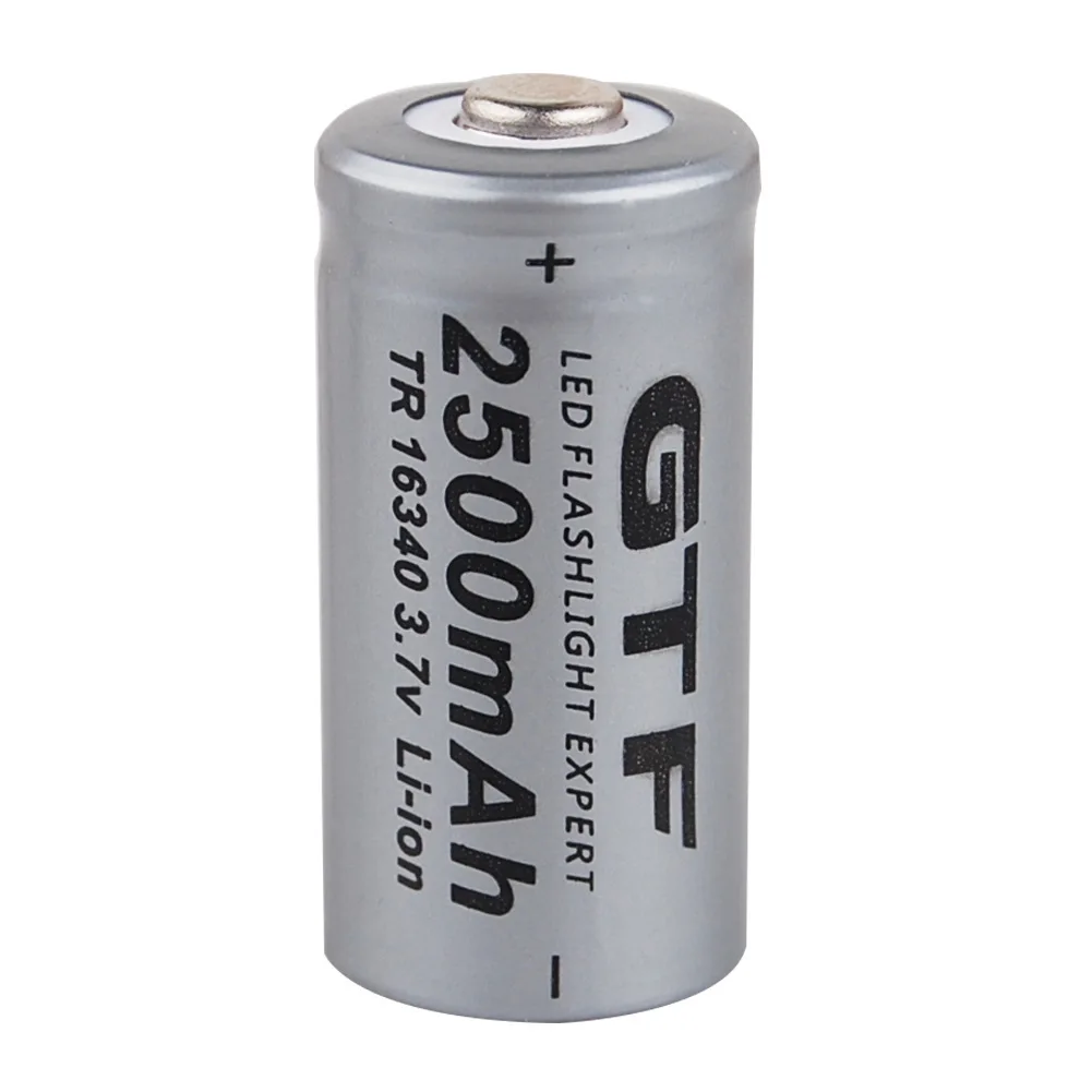 GTF 3,7 В 2500 мАч литий-ионный 16340 Батарея CR123A Перезаряжаемые батареи 3,7 В CR123 для лазерной ручки светодио дный фонарик сотовый
