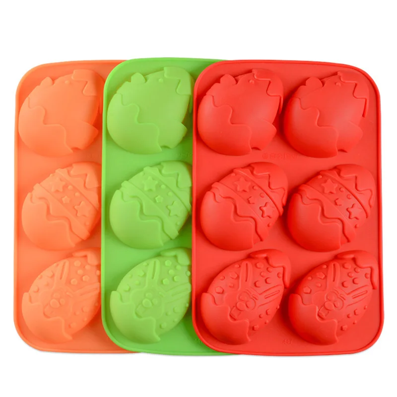 Buy 6 Holes Easter Eggs Silicone Chocolate Mold Baking Molds Cake Pastry