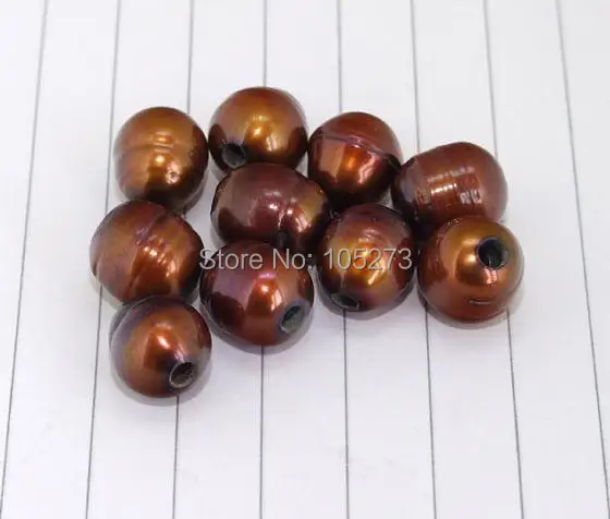 

Rare Hole 3mm Luster Coffee Freshwater Cultured Pearl Gem Loose Beads 10-11mm About 10 Pieces