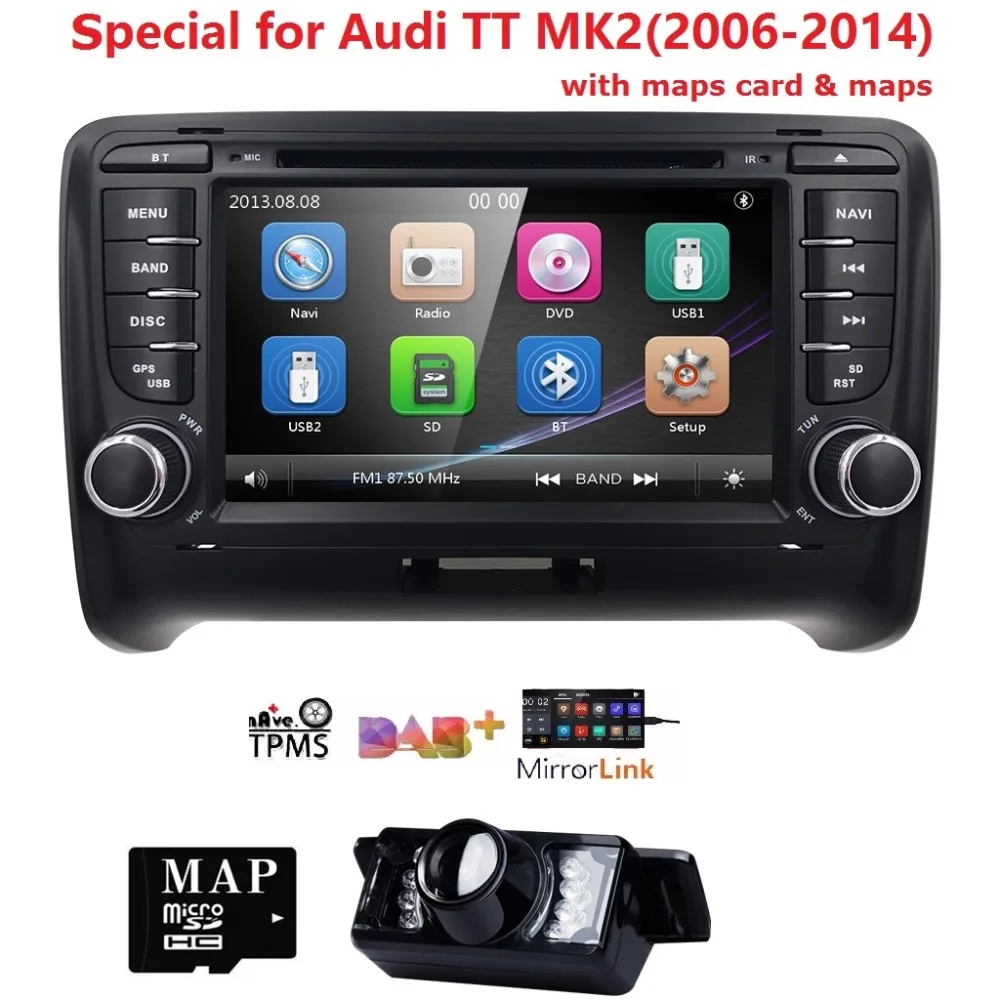 Дешевый Сенсорный экран 2 Дин DVD gps Радио стерео для AUDI TT 2006 2014 3g gps аудио dvd плеер руль TV BOX RDS Bluetooth CD