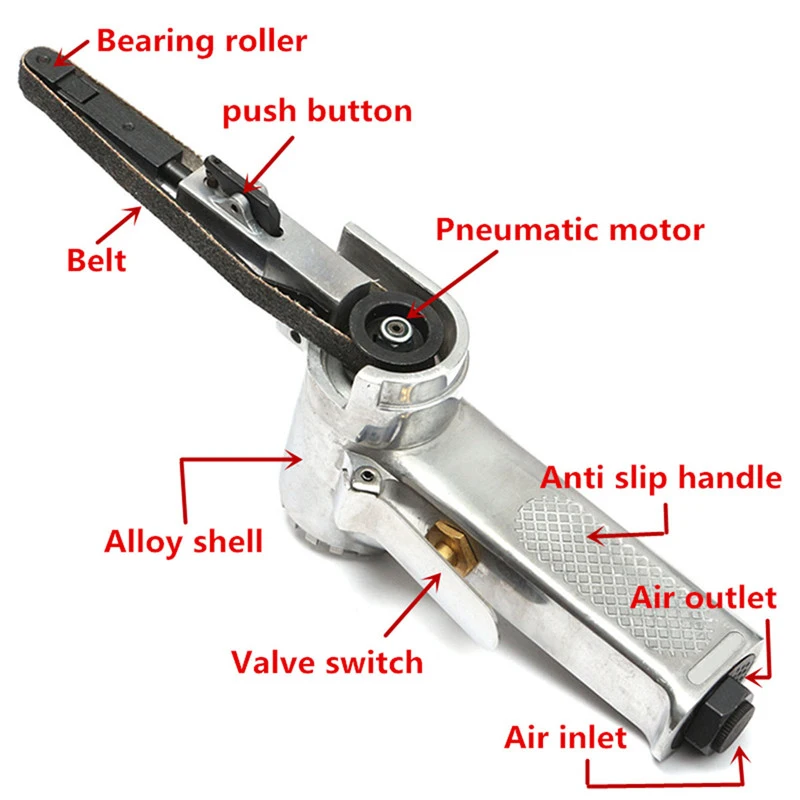 

Hot 3/8Air Belt Sander For Air Compressor Sanding w/Sanding Belt Pneumatic Tool