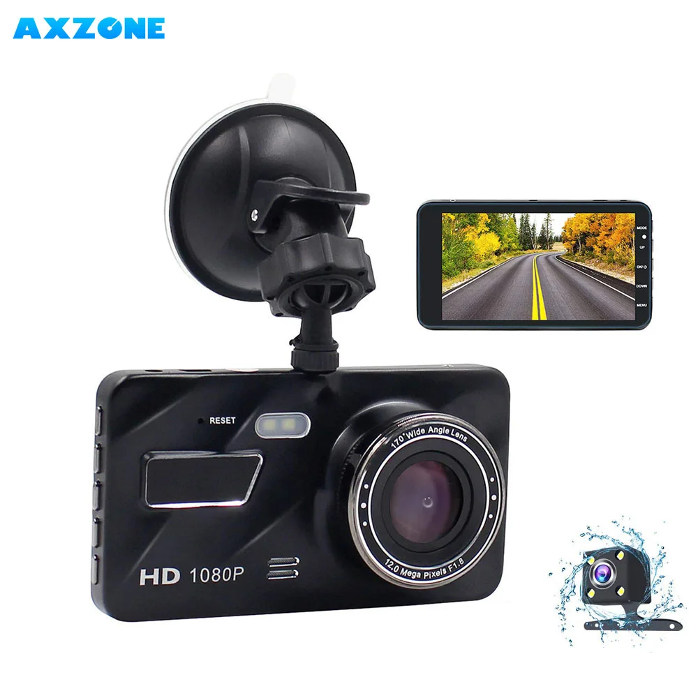 Dash Cam Car Dashboard Camera  Full HD 1080p Car Dashboard Camera 4 inch IPS Screen Dual Wide Angle Lens Car Dash Cam G-Sensor