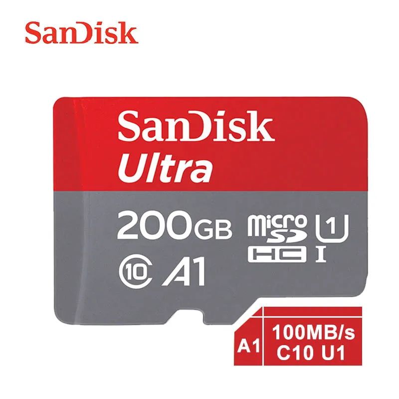 Sandisk micro sd 16 ГБ 32 ГБ sd карта 64 Гб 128 ГБ cartao de memoria 200 ГБ 256 Гб карта памяти класс 10 400 ГБ tf карта с адаптером - Емкость: 200GB