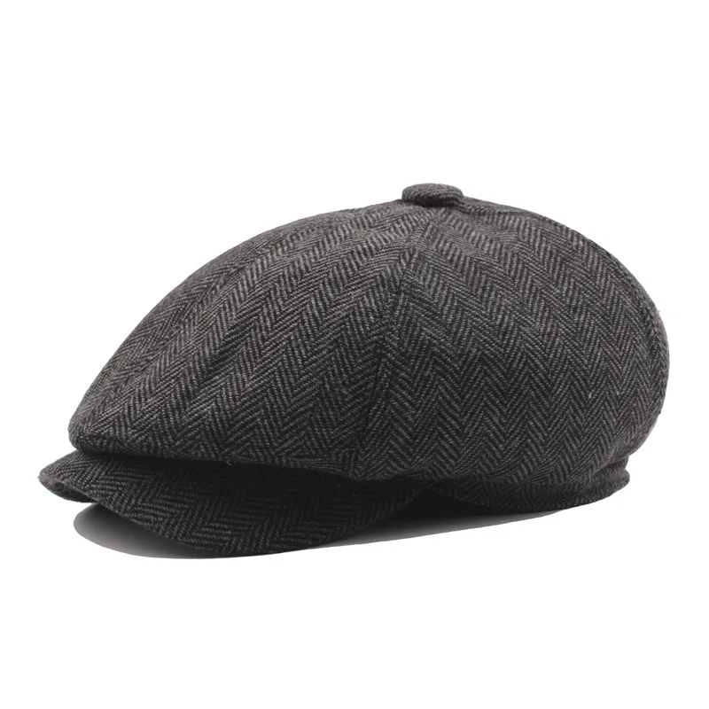 Унисекс осень зима кепка газетчика мужские и женские теплые полосатые восьмиугольная шляпа для мужчин детективные шляпы ретро плоские шапки