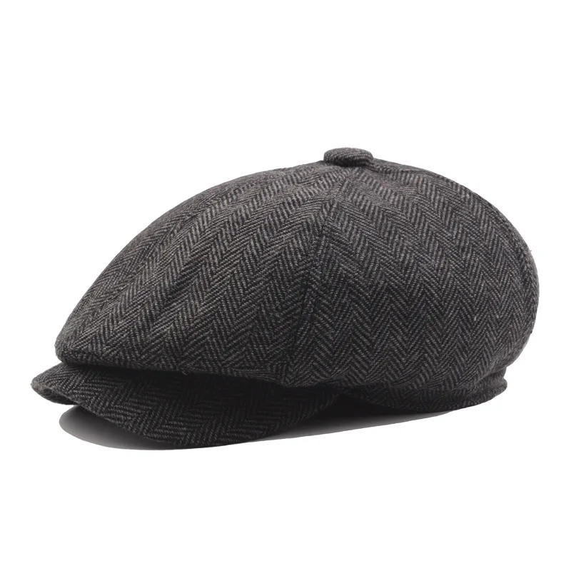 

Unisex Autumn Winter Newsboy Caps Men And Women Warm Striped Octagonal Hat For Male Detective Hats Retro Flat Caps