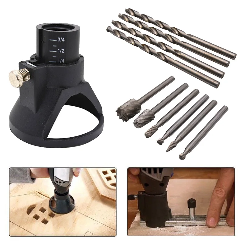 

Newest Rotary Multi Tool Cutting Guide HSS Router Drill Bits Set Durable Attachment Kit