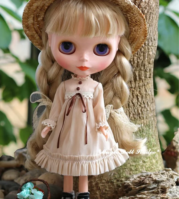 [MG525] ; одежда Blythe Doll;# хлопковый комплект платьев в деревенском стиле; подходит для Blythe Azone Licca Pullip; Одежда для кукол; розничная
