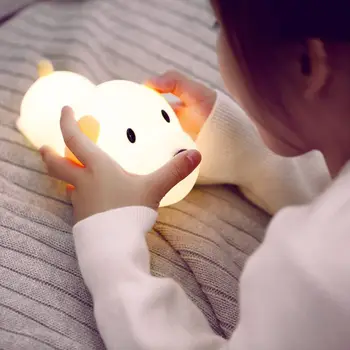 

Silicone Dog Night Light Cute Children's Night Light Built In USB Rechargeable Battery Touch Timing Bedside Light