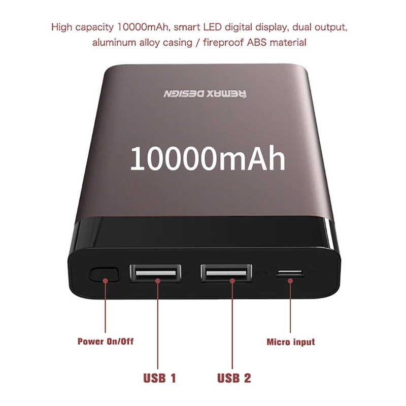 Внешний аккумулятор 20000 мАч светодиодный цифровой дисплей двойной USB внешний 10000