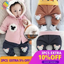 Lemonmiyu/теплые зимние штаны для малышей, повседневные вельветовые шаровары для малышей с рисунками из мультфильмов, хлопковые плотные длинные штаны с милым медведем для малышей