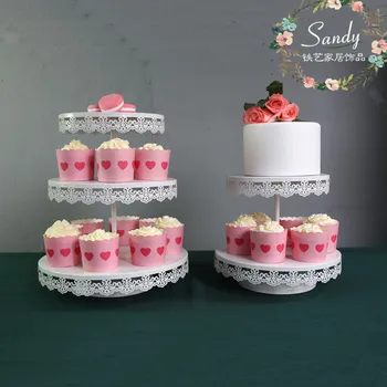 

Cake stand/cake tray with lace and glass carystal for wedding decoration