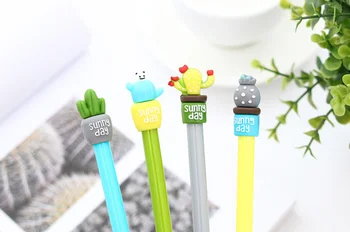 

4pcs 0.5 mm Kawaii cactus Gel Pen black ink pen for student writing gift School Office Supply Escolar Papelaria