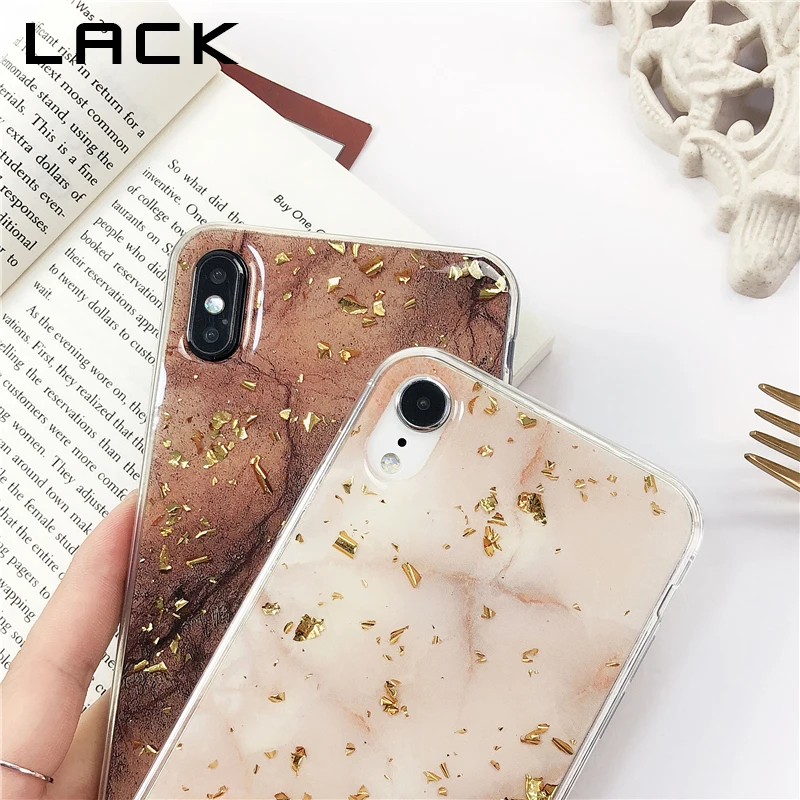 Чехол LACK с золотой фольгой и мрамором для iphone 11 11Pro Max XS XR X 6S 6 7 8 Plus роскошный модный