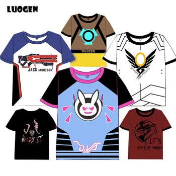 

Game Character OW D.va T-shirt Mens T shirts Tee Shirt Dva Tracer Mercy McCree Soldiers 76 Halloween Anime Cosplay T shirt