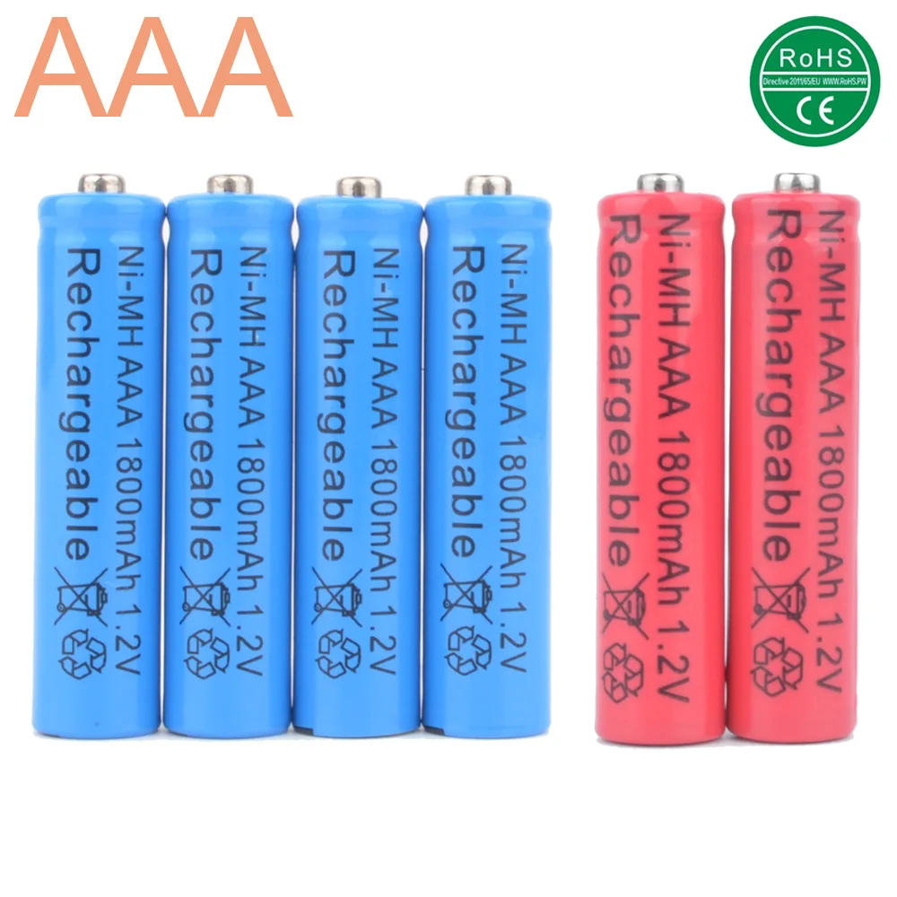 Buy Blue 6pcs AAA Rechargeable Battery 1800mAh AAA NI