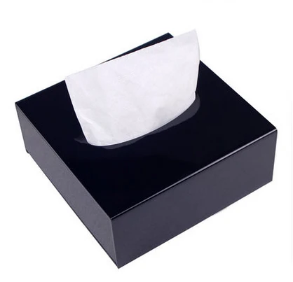 

Deluxe Black Square Acrylic Counter Top Tissue Storage Box Organizer Holder Cover Car Tissue Tray