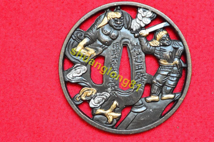Красивый японский сплав Guard Tsuba для самурая Катана Меч Guard Wakizashi ручной работы W Warrior