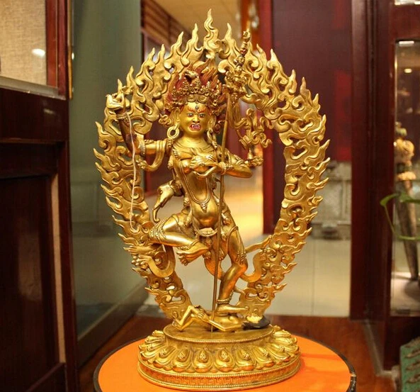 

R0720 Details about 17"Tibet Buddhism Temple Purple Bronze 24K Gold carved Vajravarahi Buddha Statue