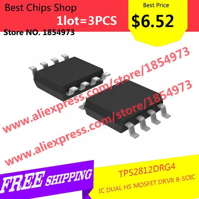 Free Shipping 3PCS=6.52 Integrated Circuits Types TPS2812DRG4 IC DUAL HS MOSFET DRVR 8 SOIC