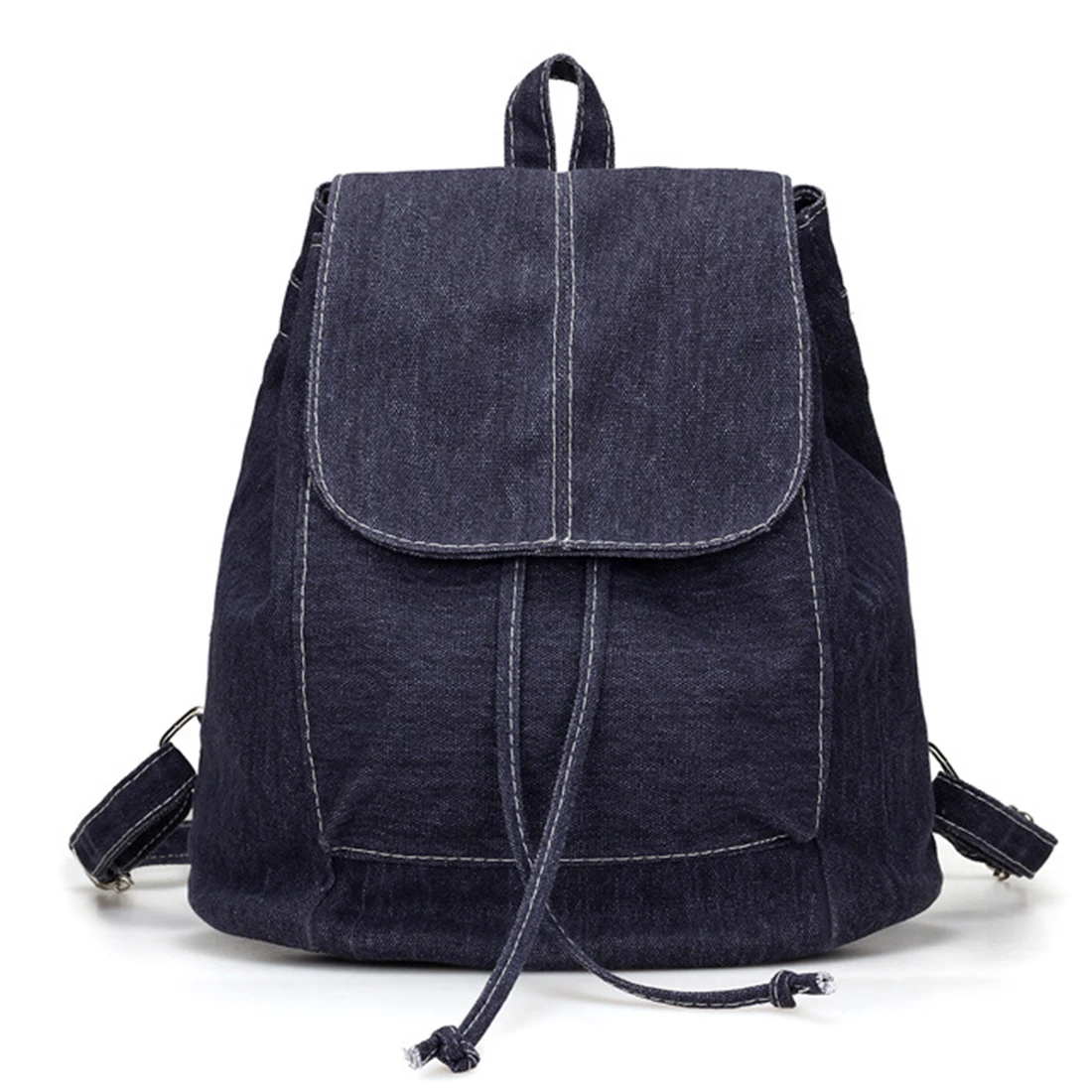 LJL холщовый женский рюкзак на шнурке школьные сумки для подростков девочек маленький рюкзак женский рюкзак - Цвет: Navy blue
