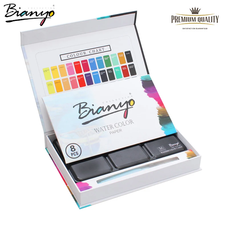 Bianyo Artist акварель 30/36 цветов набор твердых красок для портативной наружной эскизы растворимые кисти школьные офисные принадлежности для студентов